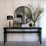 Настольная лампа с чёрным тканевым абажуром и металлическим корпусом золотого цвета Golden Arc варинант исполнения - 4 | Loft Concept в Уфе