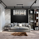 Люстра подвесная овальная со стеклянными прозрачными трубками и металлическим каркасом черного цвета Nembus варинант исполнения - 6 | Loft Concept в Уфе