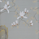 Обои ручная роспись Summer Night Blossom Colourway SC-122 on Wood Ash slub silk варинант исполнения - 2 | Loft Concept в Уфе
