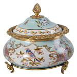 Шкатулка с крышкой из голубого фарфора с риунком птиц и цветов Blue Garden варинант исполнения - 1 | Loft Concept в Уфе