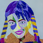 Картина с вышивкой Портрет wall panel People with the yellow ear 3 варинант исполнения - 2 | Loft Concept в Уфе