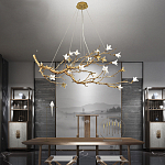 Люстра в виде золотой ветки с цветами Glass Flower Pendant Light варинант исполнения - 5 | Loft Concept в Уфе