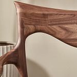 Стул деревянный с мягким сиденьем из коричневой натуральной кожи Moon Walnut Furniture варинант исполнения - 8 | Loft Concept в Уфе