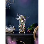 Ваза стеклянная прозрачная с бронзовым основанием в виде ветвей и фарфоровыми птичками Eden Garden варинант исполнения - 4 | Loft Concept в Уфе