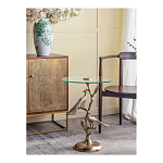 Столик с круглой стеклянной столешницей и корпусом в виде двух павлинов на ветке Table Two Peacocks варинант исполнения - 6 | Loft Concept в Уфе