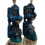 Комплект из 2-х деревянных статуэток Asmat Straw Headdress Statuettes Blue варинант исполнения - 3 | Loft Concept в Уфе