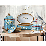 Ваза голубая с крышкой и цветочным узором Genuine Chinese Classics варинант исполнения - 3 | Loft Concept в Уфе