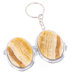 Зеркало брелок карманное двухстороннее из натурального камня Оникс Silver Stone Mirrors варинант исполнения - 2 | Loft Concept в Уфе