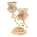 Подсвечник двухрожковый из натурального камня оникс Stone Candlestick варинант исполнения - 2 | Loft Concept в Уфе