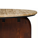 Кофейный столик с круглой столешницей на 2-х массивных деревянных ножках Tandem Travertine and Wood варинант исполнения - 3 | Loft Concept в Уфе