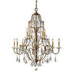 Люстра многоярусная с 12-ю лампами и стеклянными подвесками в классическом стиле Feiss варинант исполнения - 1 | Loft Concept в Уфе