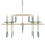 Люстра линейная с круглыми прозрачными подвесками  Horizontal Rectangular Chandelier варинант исполнения - 3 | Loft Concept в Уфе