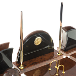 Настольный письменный набор с часами из природного камня обсидиана Oval Office варинант исполнения - 3 | Loft Concept в Уфе