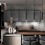 Подвесной светильник с узким цилиндрическим плафоном и золотым металлическим декором Concrete Pipe варинант исполнения - 8 | Loft Concept в Уфе