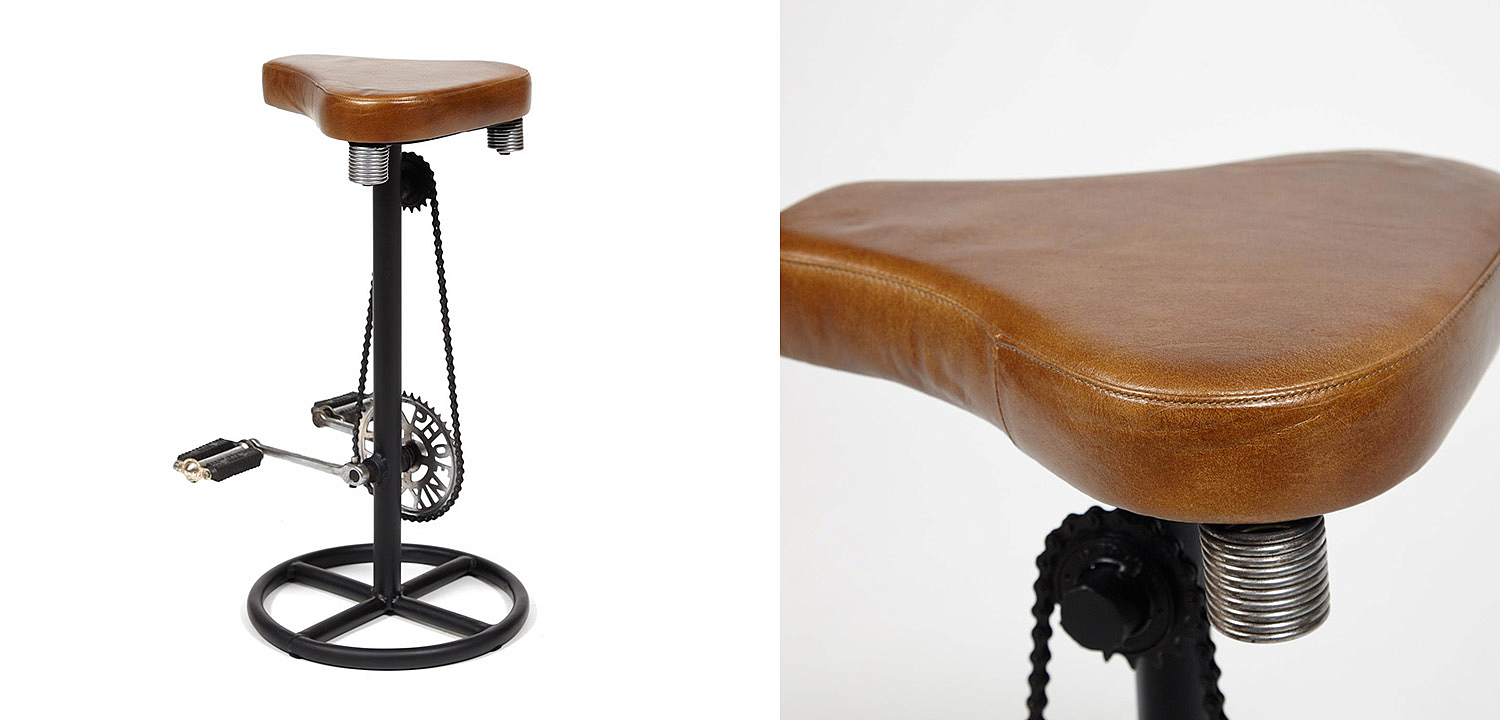 Барный стул с педалями от велосипеда Industrial leather bar stool with bicycle pedals - Loft-Concept в Уфе