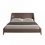 Кровать двуспальная с изголовьем из экокожи шоколадно-коричневого цвета Modern Look варинант исполнения - 4 | Loft Concept в Уфе