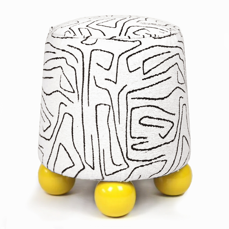 Пуф Wakonda с Желтыми круглыми ножками Белый Желтый в Уфе | Loft Concept 