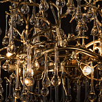 Подвесная люстра в виде ветвей деревьев золотого цвета с прозрачными подвесками-каплями 8 и 14 ламп Droplet Chandelier варинант исполнения - 7 | Loft Concept в Уфе