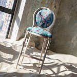 Барный стул из массива бука с изображением птиц и цветов Turquoise Beige Chinoiserie Garden Chair варинант исполнения - 7 | Loft Concept в Уфе