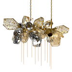 Люстра подвесная с 22-мя гранёными стеклянными плафонами с вертикальными подвесками Gilded Mirage  варинант исполнения - 1 | Loft Concept в Уфе