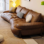 Диван кожаный с каркасом из массива дерева Medieval Furniture варинант исполнения - 4 | Loft Concept в Уфе