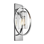 Бра цвета хром с круглой рамой и цилиндрическим прозрачным стеклянным плафоном на прямоугольном основании Feiss варинант исполнения - 1 | Loft Concept в Уфе