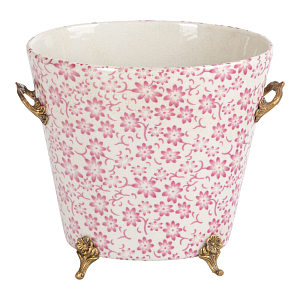 Кашпо из белого фарфора с розовым цветочным орнаментом Eden Garden