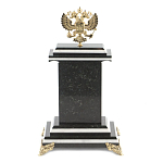 Часы настольные бронзовые с Гербом России из натурального камня Змевик Stone Clock варинант исполнения - 3 | Loft Concept в Уфе