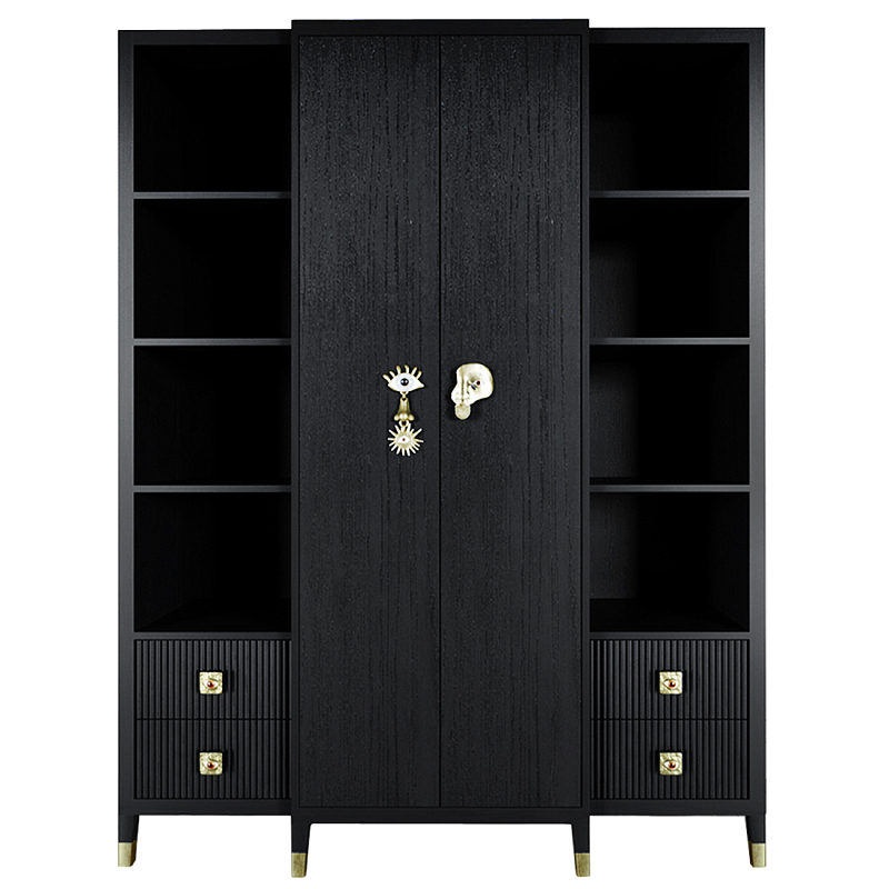 Большой шкаф с витриной Elsa Dreams Black Черный Золотой Большой шкаф с витриной Elsa Dreams Black Черный Золотой в Уфе | Loft Concept