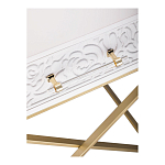 Приставной столик с выдвижным ящиком  White Table Carved Pattern варинант исполнения - 5 | Loft Concept в Уфе