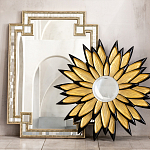 Зеркало-солнце в раме золотого и черного цвета Rays of Peace варинант исполнения - 3 | Loft Concept в Уфе