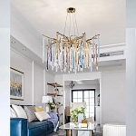 Люстра на подвесе с каркасом из металла и цветными подвесками из стекла Droplet Chandelier варинант исполнения - 1 | Loft Concept в Уфе