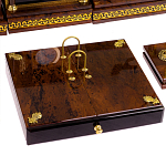 Настольный письменный набор с часами из природного камня обсидиана Royal Set варинант исполнения - 4 | Loft Concept в Уфе