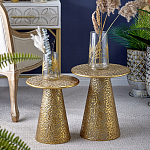 Журнальный столик с конусообразной основой и текстурной поверхностью золотого цвет Ethnic Metal варинант исполнения - 5 | Loft Concept в Уфе
