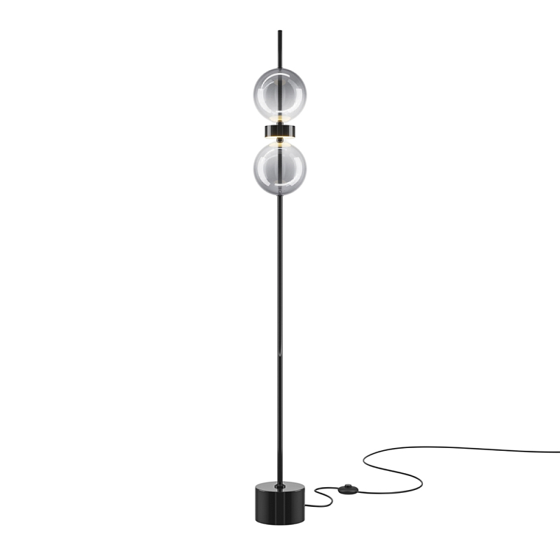 Напольный торшер светодионый Double Moon 3000К 15Вт Дымчатый (Smoke) Черный в Уфе | Loft Concept 