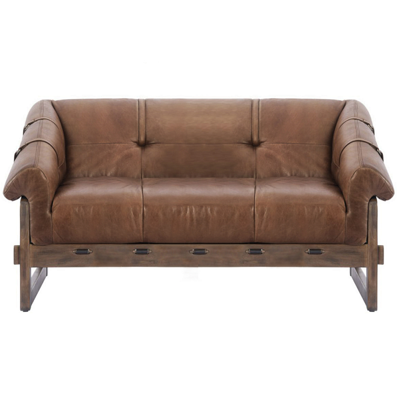 Двухместный диван Duncan винтажная коричневая кожа Коричневый винтаж в Уфе | Loft Concept 
