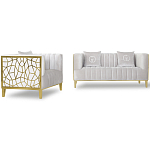 Кресло велюровое серое с фактурным каркасом золотистого цвета Best Traits варинант исполнения - 1 | Loft Concept в Уфе