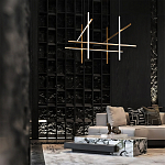 Люстра с 8-ю пересекающимися цилиндрическими плафонами на тонких тросах Trumpet tube варинант исполнения - 8 | Loft Concept в Уфе