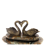 Часы настольные из натурального камня с декором в виде двух лебедей Swans Stone Clock варинант исполнения - 4 | Loft Concept в Уфе