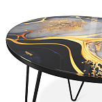 Стол журнальный с круглой столешницей из стекла Gold and Black Marble варинант исполнения - 3 | Loft Concept в Уфе