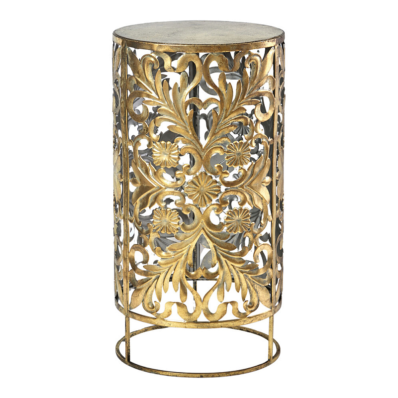 Столик приставной с цветочной резной фактурой Madagascar Золотой в Уфе | Loft Concept 
