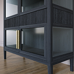 Витрина Primo со стеклянными фасадами и 2 ящиками Черный дуб варинант исполнения - 4 | Loft Concept в Уфе