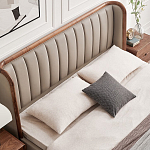 Кровать двуспальная с мягким изголовьем Moon Walnut Bed варинант исполнения - 5 | Loft Concept в Уфе