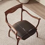 Стул деревянный с мягким сиденьем из коричневой натуральной кожи Moon Walnut Furniture варинант исполнения - 10 | Loft Concept в Уфе