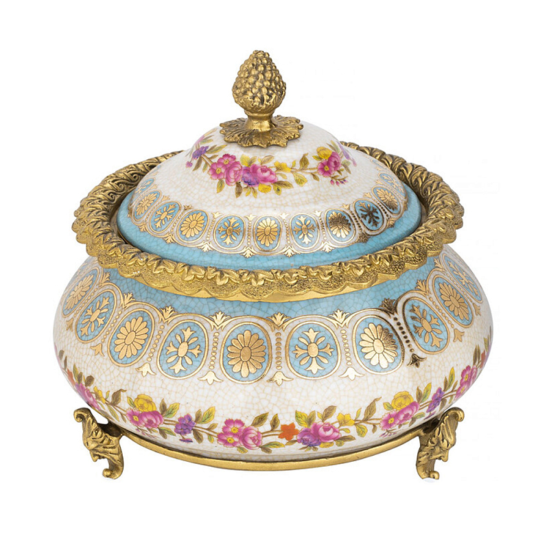 Шкатулка фарфоровая с цветочной росписью Eden Garden Бронза Мульти в Уфе | Loft Concept 