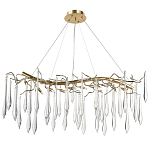 Линейная люстра с хрустальными подвесками в виде капель Droplet Crystal Gold Linear Chandelier 12 варинант исполнения - 1 | Loft Concept в Уфе