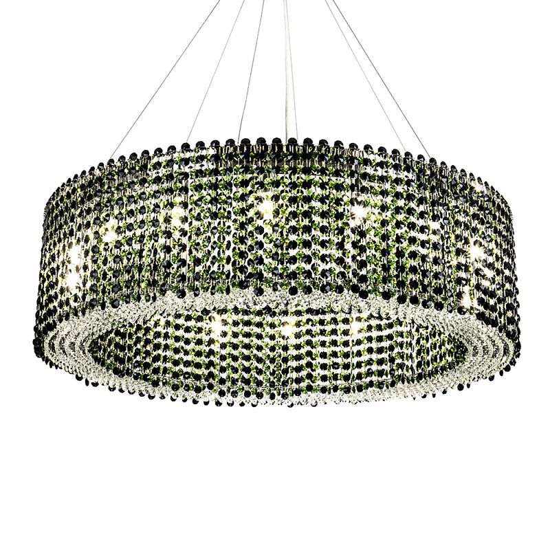 Круглая люстра с хрустальными подвесками Crystal Art Chrome Green Chandelier 12 Хром Зеленый Черный в Уфе | Loft Concept 