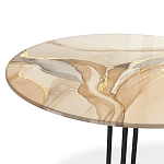 Стол журнальный круглый с бежевой столешницей из стекла Beige Marble варинант исполнения - 3 | Loft Concept в Уфе