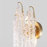 Бра с хрустальными прозрачными подвесками и круглым основанием золотого цвета FAIRYTREE Light варинант исполнения - 3 | Loft Concept в Уфе