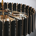 Люстра из черного металла с многоярусными подвесками из прозрачного хрусталя на золотой цепи Empire Black Chandelier Crystal варинант исполнения - 11 | Loft Concept в Уфе